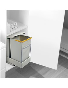 Emuca Recycling bin, bottom fastening, automatic extraction and lid, 2 containers with 14 litres, Plastic, Grey 2