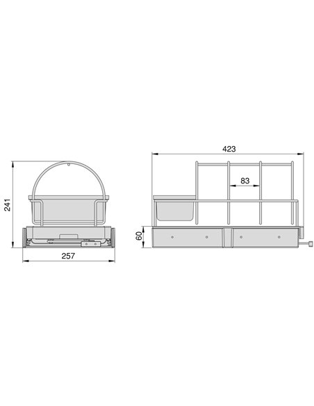 Emuca Bandeja para accesorios de cocina con fijación inferior y extracción manual, Plástico gris antracita