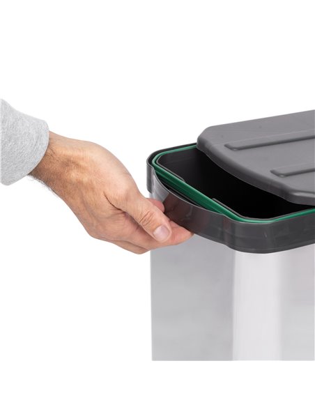 Emuca Contenedor de reciclaje para fijación inferior y extracción manual/automática en mueble de cocina Recycle Inox 2x12litros,