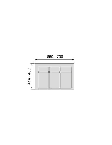 Emuca Base for containers for kitchen drawers, 800mm unit, Anthracite grey