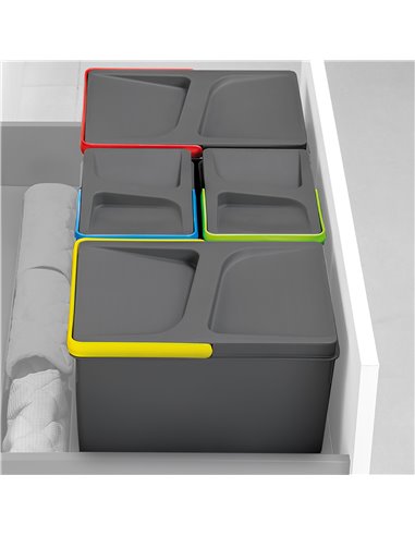 Emuca Containers for kitchen drawers, height 216 mm, 1x12L, Anthracite grey