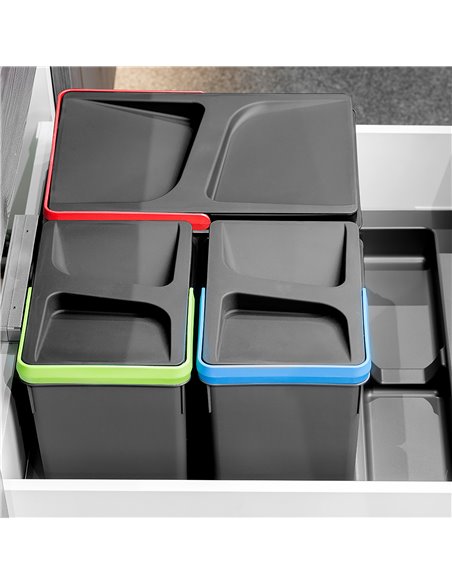 Emuca Containers for kitchen drawers, height 266 mm, 1x15L, Anthracite grey