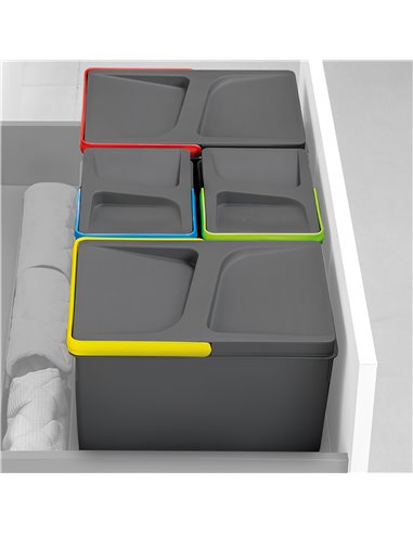 Emuca Containers for kitchen drawers, height 266 mm, 1x15L, Anthracite grey