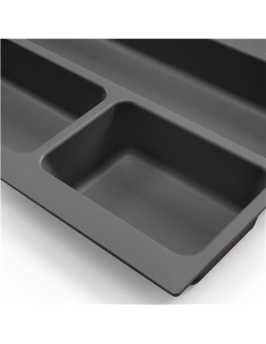 Emuca Cubertero Optima para cajón Universal, módulo 700mm, Plástico, Gris antracita