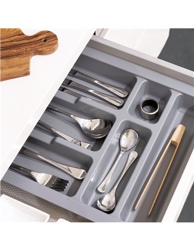 Portaposate Emuca per cassetto cucina, modulo 800 mm, Plastica, Grigio