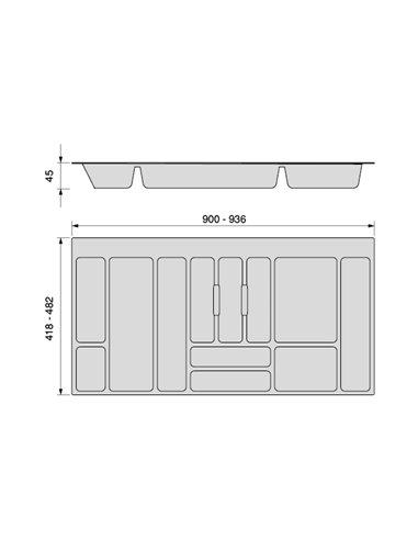 Emuca Portaposate Optima Universal, 1.000, Plastica grigia, Tecnoplastica, 1 u.