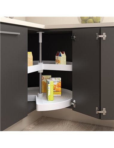 Emuca Cestello girevole per mobile da cucina, 270º, modulo 900 mm, Plastica e alluminio, Bianco