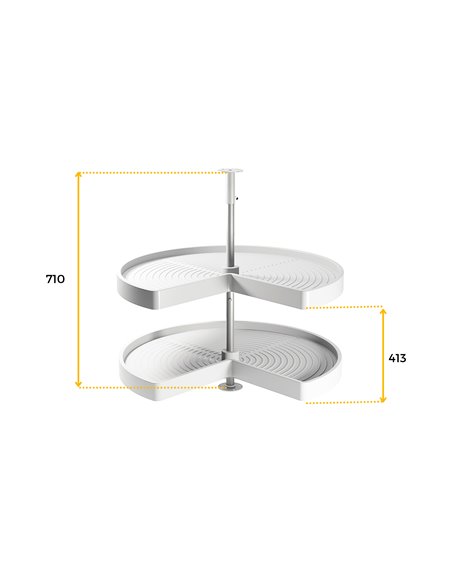 Emuca Cestello girevole per mobile da cucina, 270º, modulo 900 mm, Plastica e alluminio, Bianco