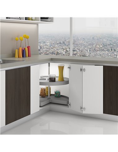 Emuca Cestello girevole per mobile da cucina, 270º, modulo 800 mm, Plastica e alluminio, Grigio