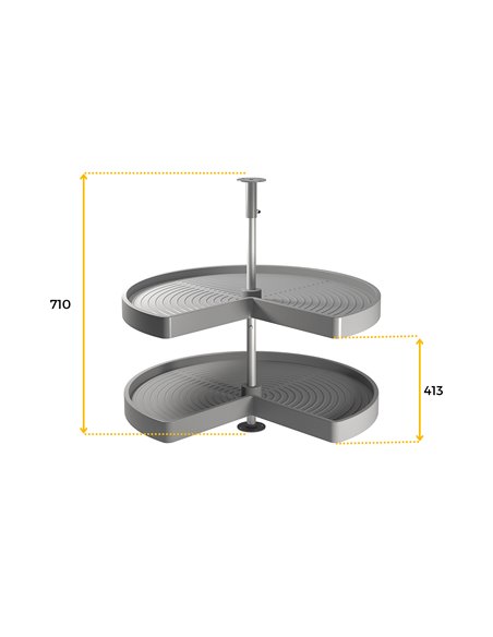 Emuca Cestello girevole per mobile da cucina, 270º, modulo 800 mm, Plastica e alluminio, Grigio