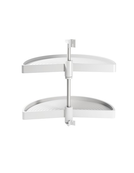 Emuca 1/2 circle rotating trays for kitchen cabinets, 180º, 900 mm unit, Plastic, White