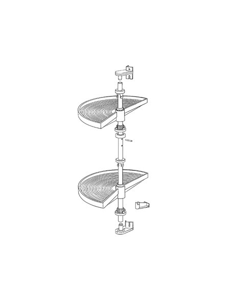 Emuca 1/2 circle rotating trays for kitchen cabinets, 180º, 900 mm unit, Plastic, White