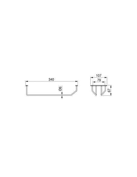 Porta-copos Emuca para móveis Supra com 1 linha, comprimento 340mm, Aço, Cromado EMUCA - 6