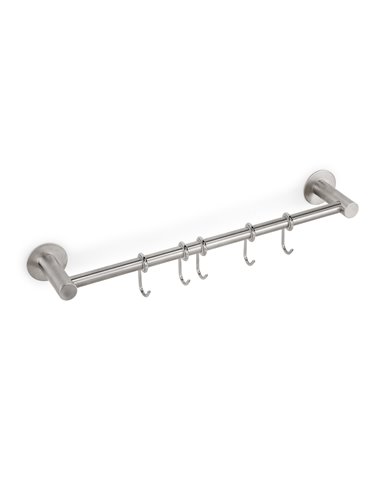 Emuca Adhesive hanger 5 hooks, stainless steel