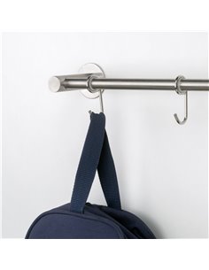 Emuca Colgador adhesivo de cocina con 5 ganchos Supra, Acero inoxidable 2