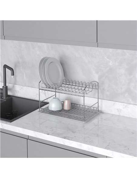 Emuca Escurreplatos para encimera Suprastar, 435x270x275mm, Acero, Cromado