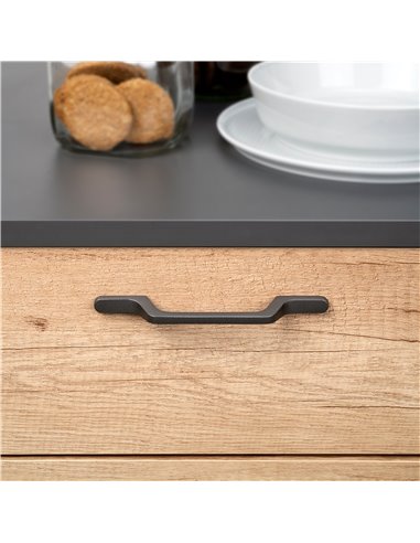 Emuca Möbelgriffe, 96 mm Achsabstand, Aluminium, Dunkelgrau, 25 Stk.