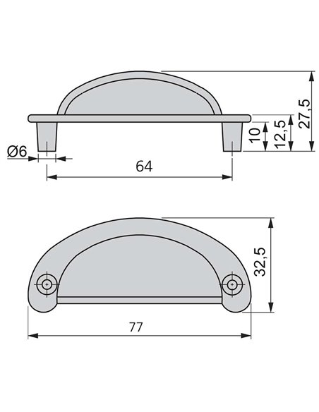 Emuca Furniture handle, 64 mm interaxis, Zamak, Bronze, 20 pcs.