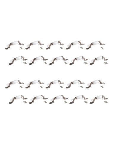 Emuca Maniglie per mobile, interasse 76 mm, Zama e ceramica, Argento invecchiato, 20 u.