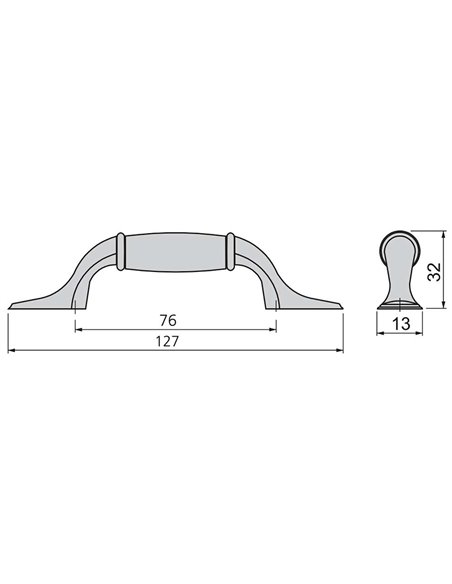 Emuca Maniglie per mobile, interasse 76 mm, Zama e ceramica, Argento invecchiato, 20 u.