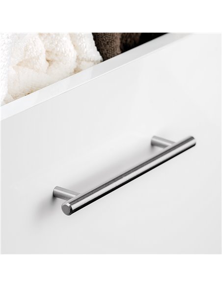 Emuca Furniture handle, D. 12 mm, 128 mm interaxis, Steel, Satin nickel, 10 pcs.