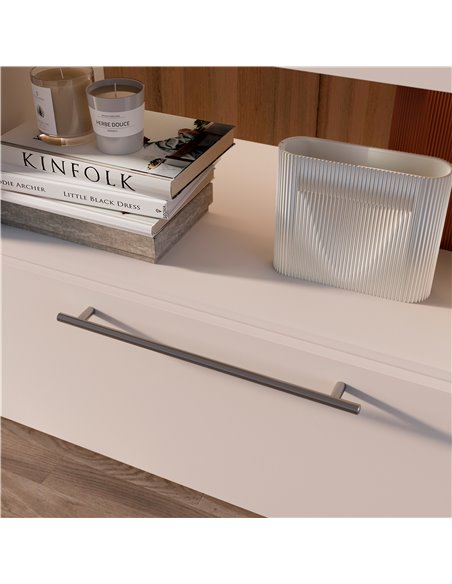 Emuca Möbelgriff, D. 12 mm, Achsabstand 160 mm, Stahl, Satiniert vernickelt, 10 St.