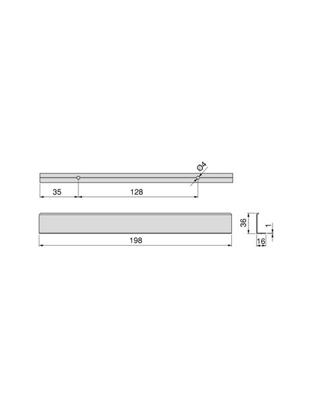 Emuca Furniture handle, 128 mm interaxis, Aluminium, Matte anodised, 25 pcs.