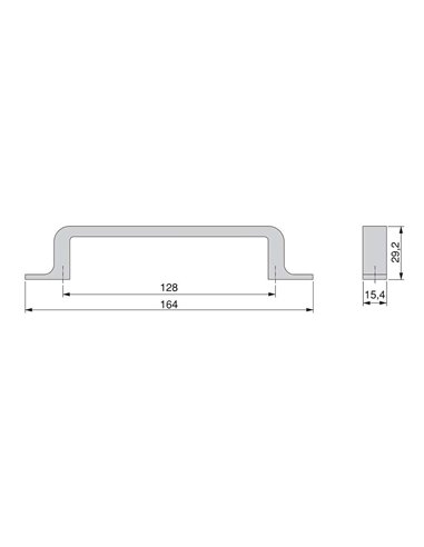 Emuca Furniture handle, 128 mm interaxis, Zamak, Titanium