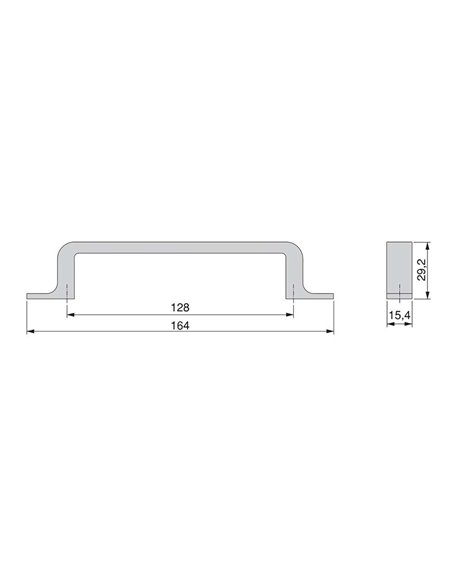 Emuca Furniture handle, 128 mm interaxis, Zamak, Titanium