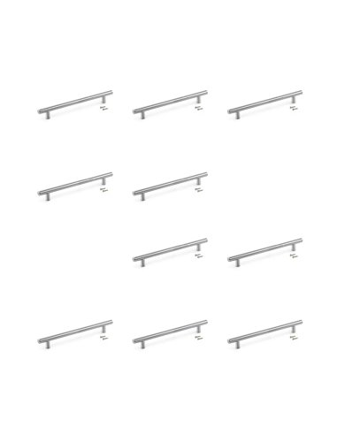 Emuca Lote de 10 tiradores para mueble Orlando, L178mm, intereje 128mm, Acero, Níquel satinado