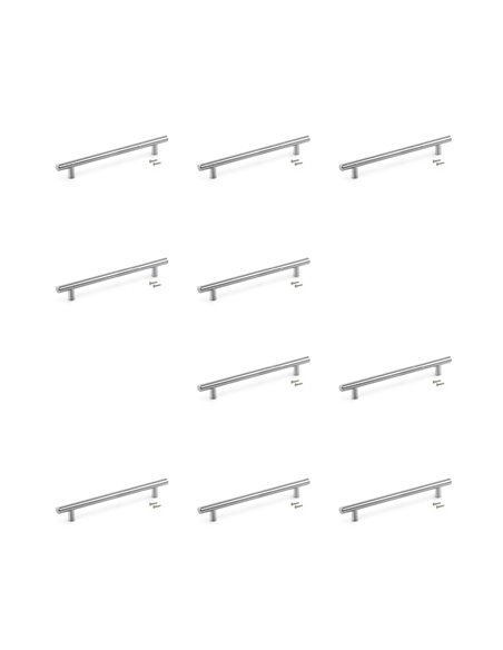 Emuca Lote de 10 tiradores para mueble Orlando, L178mm, intereje 128mm, Acero, Níquel satinado