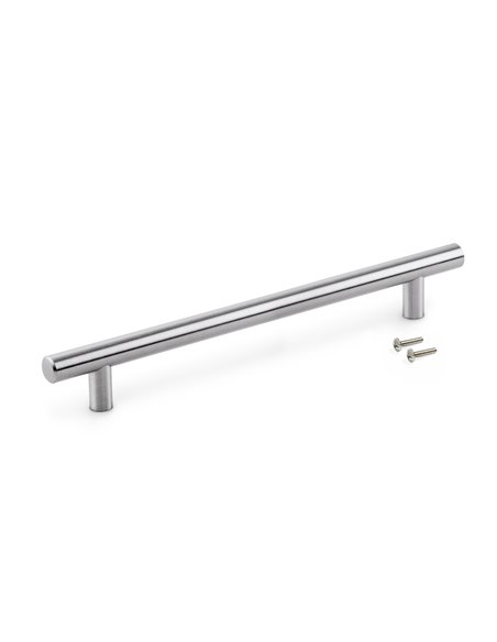 Emuca Lote de 10 tiradores para mueble Orlando, L178mm, intereje 128mm, Acero, Níquel satinado