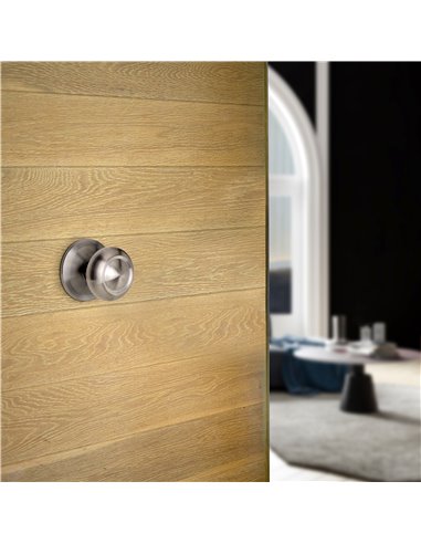 Emuca  Pomo para puerta de entrada, Modelo Fedora, Tirador Ø70mm para puerta principal, Acero inoxidable, Níquel satinado