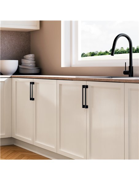 Emuca Lote de 5 tiradores para mueble Montreal, L192mm, intereje 160mm, Zamak, Pintado negro