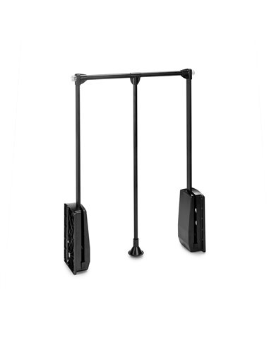 Emuca Folding hanger for wardrobe, adjustable 450-600 mm, up to 12 kg, Steel, Painted black