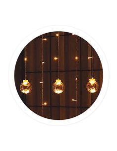 LED-Vorhang mit Kugeln 1,4 m x 2 Höhen, 8 Funktionen, warmes Licht