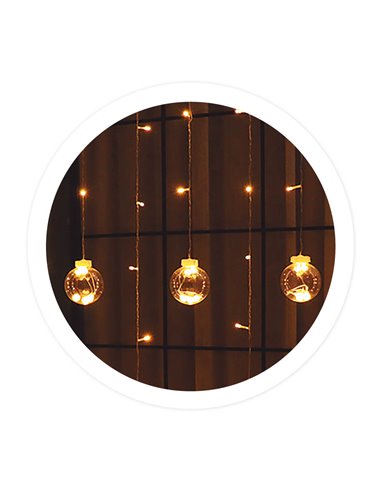 Cortina LED con bolas 1,4Mx2 alturas 8 funciones Luz cálida