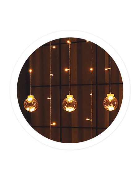 Tenda led con palline 1.4Mx2 altezze 8 funzioni Luce calda