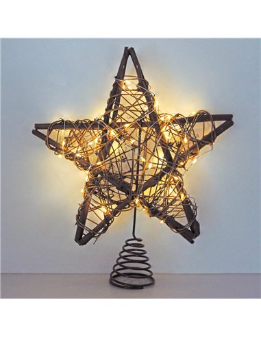 Estrella de ratán LED 25cm Luz cálida