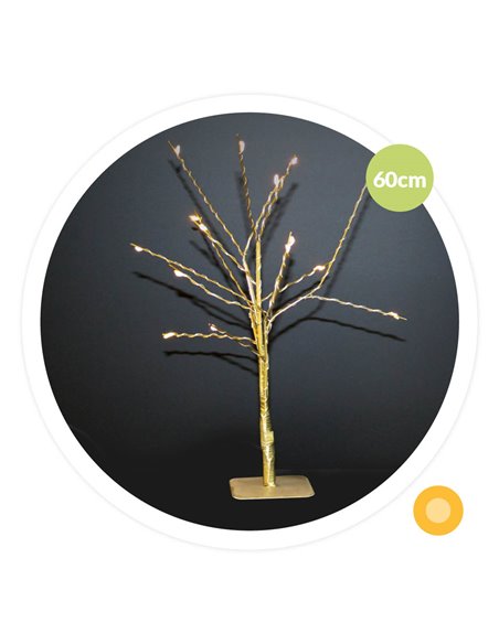 Árvore decorativa LED Cumia 60cm 3xAA Dourado