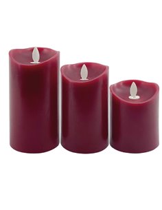Pack of 3 decorative LED wax candles 100 - 120 - 150mm Red 2