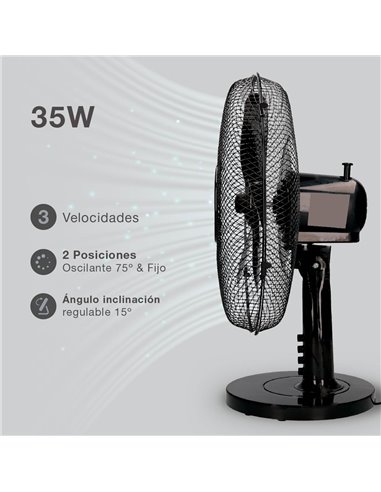 Ventilateur de table Macomia Ø31cm 35W Noir
