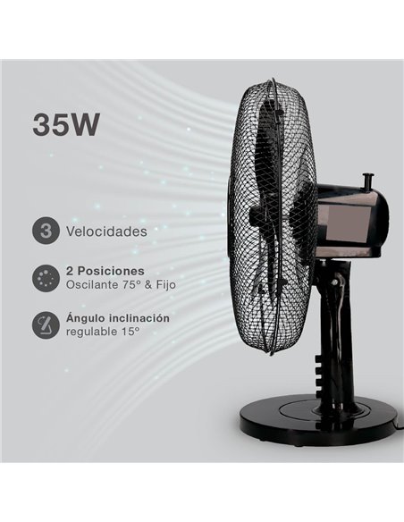 Ventilateur de table Macomia Ø31cm 35W Noir