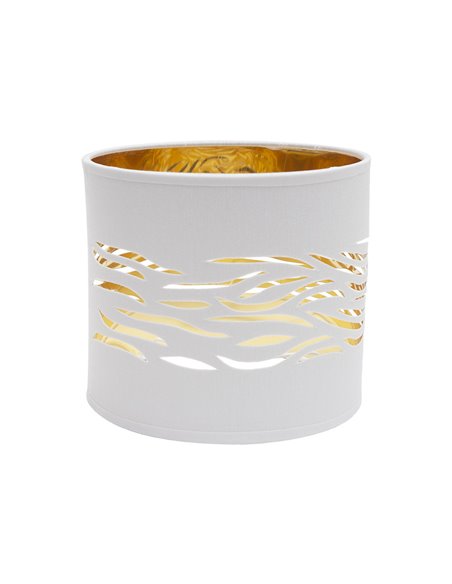 Pantalla Sobremesa Niebla Blanco-Oro 1xE14 (Ø17x17x15cm)