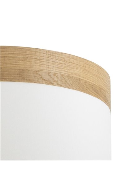 Pantalla Lámpara Cloe Blanca/Madera Clara E14 (Ø14x14x14cm)