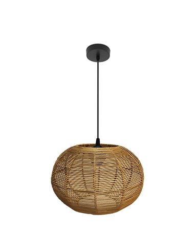 Lámpara colgante Kepa Negro/Natural Ratán 1xE27 (2575xØ30x30cm)