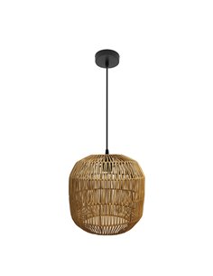 Lámpara colgante Fabio Negro/Natural Metal y Ratán 1xE27 (4580xØ33x33cm)