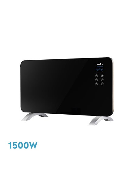 Emisor Térmico de Cristal Himalaya Negro 1500W 2 Potencias Mando Temporizador IP24 (38x76x6,86cm)