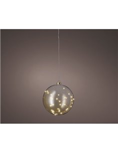 Adorno microLED colgante bola de cristal Ø21cm Blanco cálido (luz fija) LUMINEO
