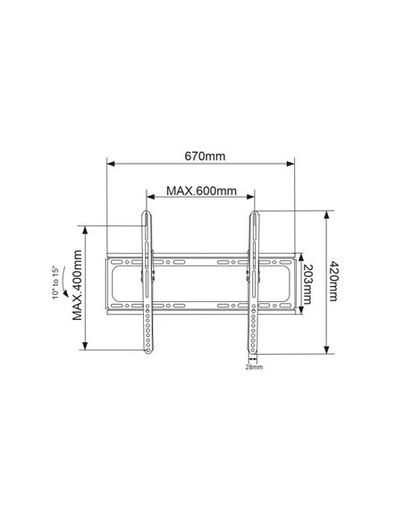 Tilting LCD TV support 50kg 32-70"